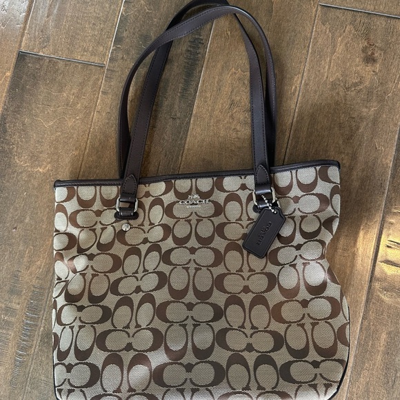 Coach Brown Monogram Tote Bag - Picture 1 of 4